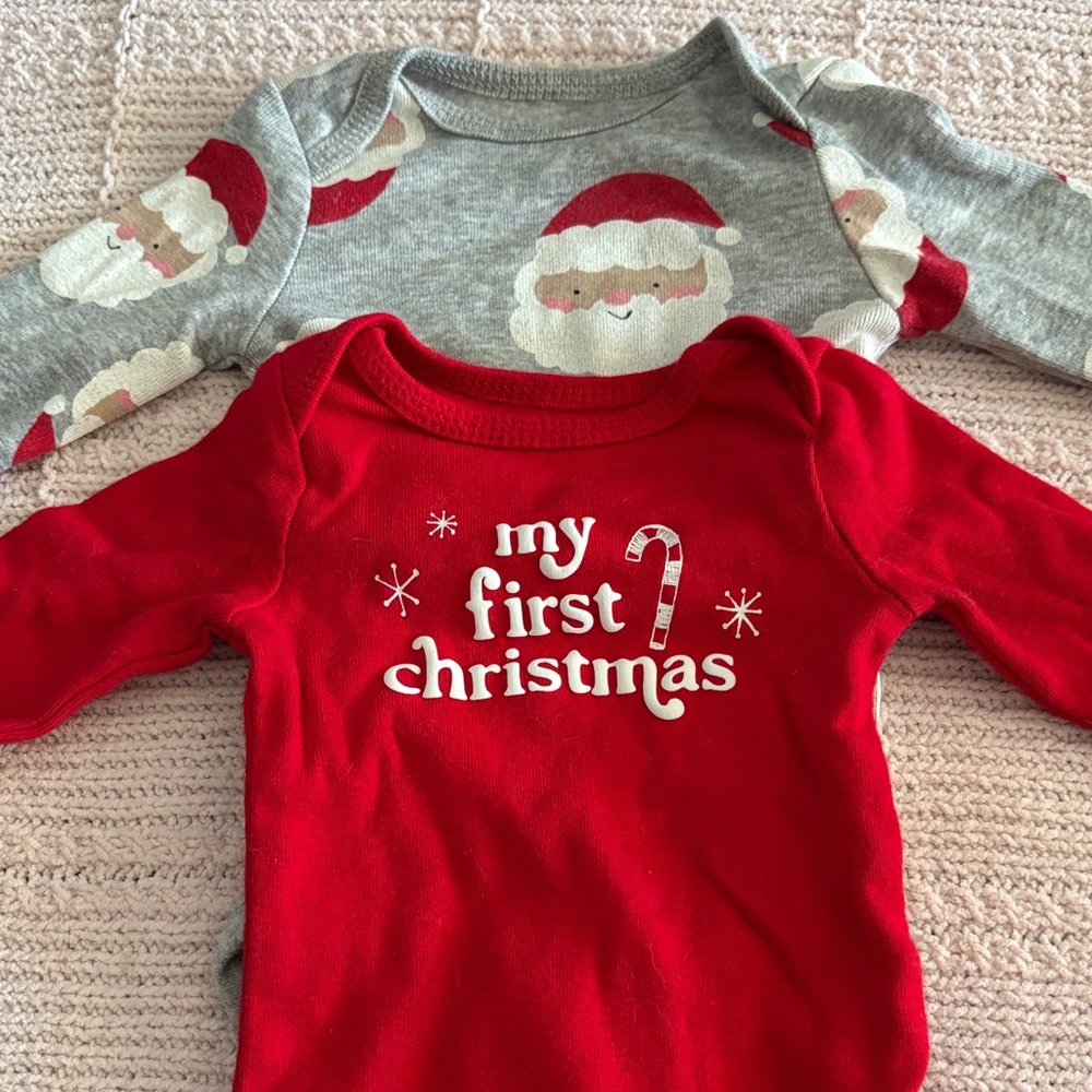 Carter's Red and Gray Christmas Bodysuits